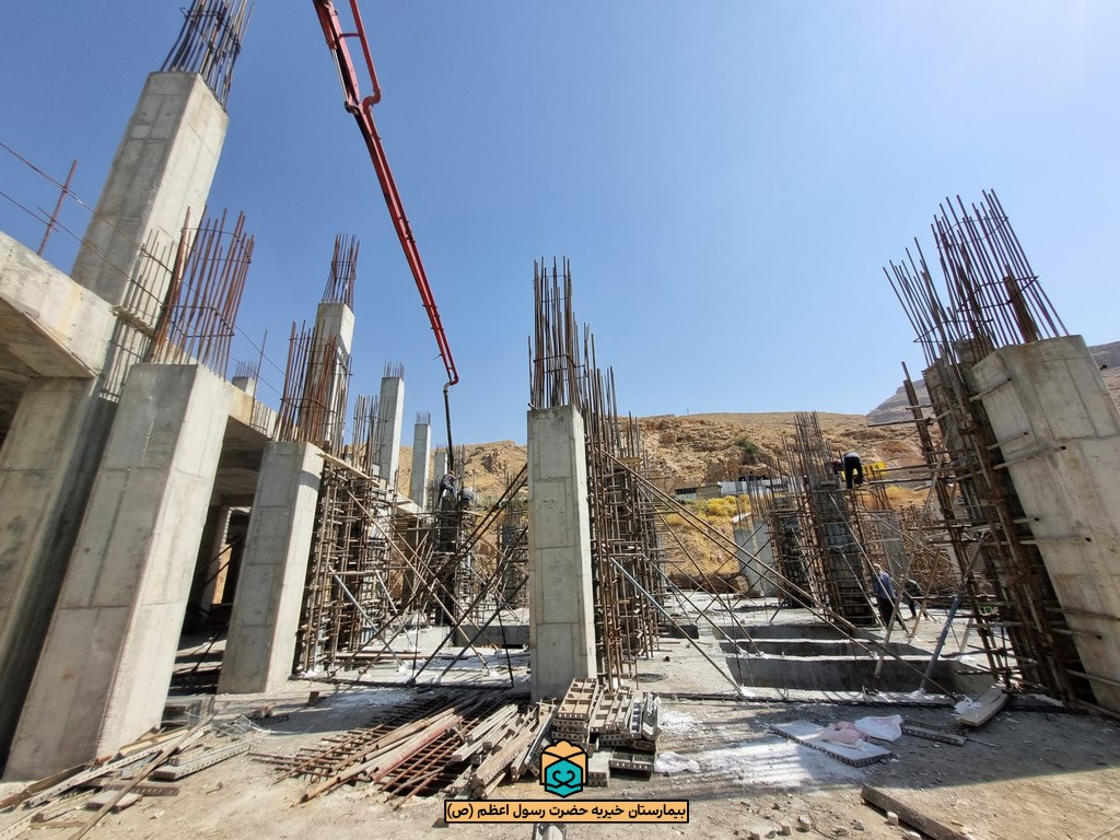 پیشرفت پروژه بیمارستان رسول اعظم شیراز - تیر1402